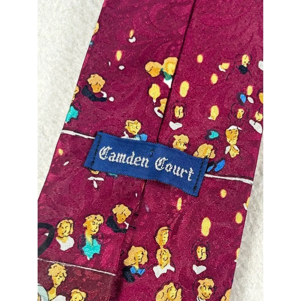 Camden Court Tennis Match Novelty Necktie Mens OS Burgundy Retro Sporty